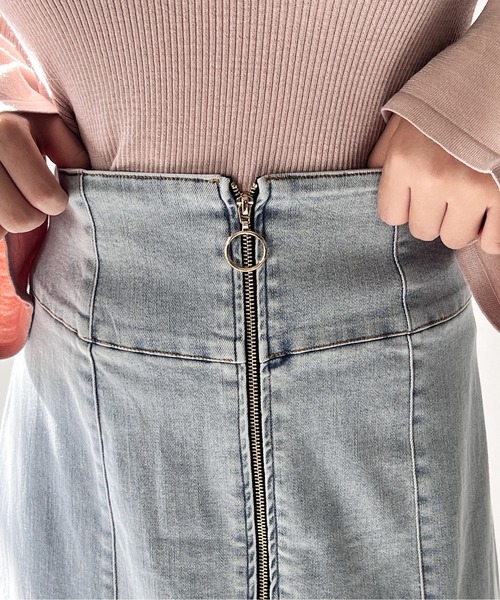 NOMAE(ノーマエ)の「FRONTジップデニムマーメイドスカート(スカート・レディース・ダークブルー/ブルー/ライトブルー・FREE)」の13枚目の写真