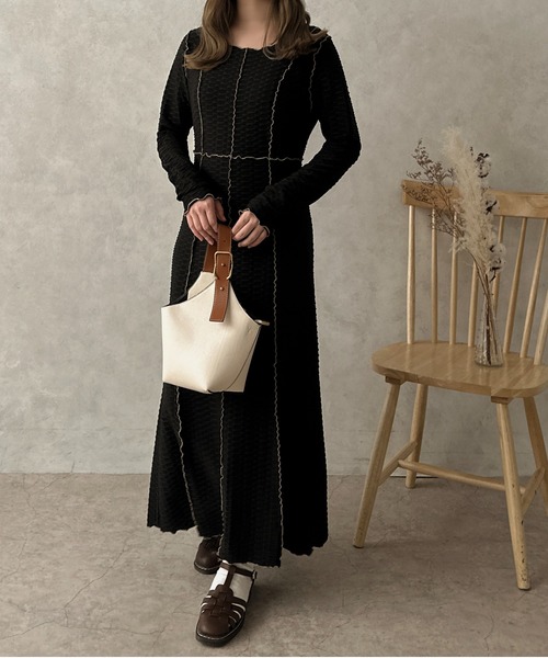 apres jour clair(アプレジュールクレア)の「【apres jour clair】カットジャガードメローワンピース【ZOZOTOWN限定アイテム】(ワンピース・レディース・ダークブラウン/アイボリー/ブラック・X-LARGE/フリー)」の19枚目の写真