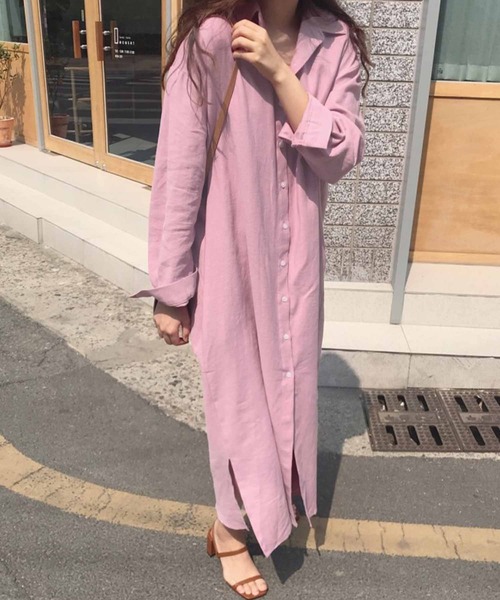 meJane(ミージェーン)の「リゾートライクオーバーシルエットシャツワンピース(シャツワンピース・レディース・ネイビー/ピンク・FREE)」の7枚目の写真
