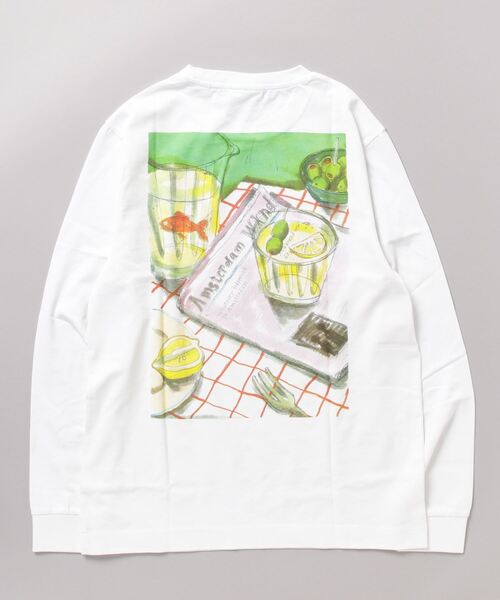 SCOTCH&SODA(スコッチアンドソーダ)の「アートワーク オーガニックTシャツ【169933】(Tシャツ/カットソー・メンズ・ホワイト/ピンク・SMALL/LARGE/MEDIUM)」の4枚目の写真