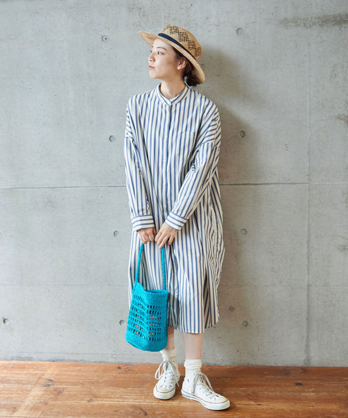 PAR ICI（パーリッシィ）の「サイザル透かし編み ワンショルダーカゴバッグ（かごバッグ・レディース・オフホワイト/ブラウン/サックスブルー・FREE）」の6枚目の写真