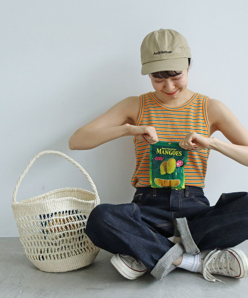 PAR ICI（パーリッシィ）の「サイザル透かし編み ワンショルダーカゴバッグ（かごバッグ・レディース・オフホワイト/ブラウン/サックスブルー・FREE）」の8枚目の写真