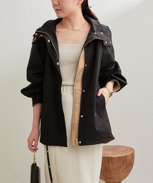 Pal collection（パルコレクション）の「ドロスト切替アウター（その他アウター・レディース・オフホワイト/ブラック・FREE）」の3枚目の写真