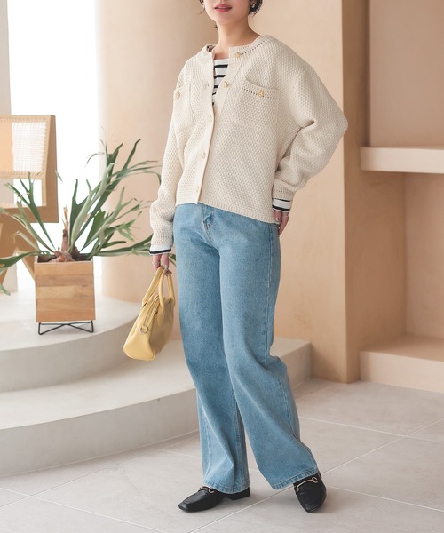Isn't She?(イズントシー)の「金ボタンカラーカーディガン(カーディガン/ボレロ・レディース・ミント/アイボリー/ピンク/ブラック・FREE)」の8枚目の写真