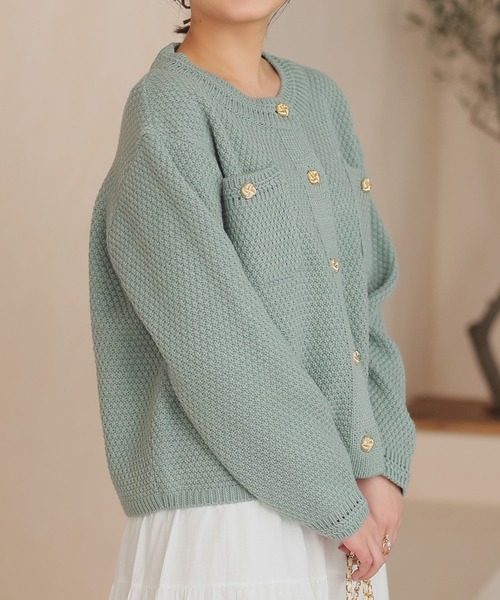 Isn't She?(イズントシー)の「金ボタンカラーカーディガン(カーディガン/ボレロ・レディース・ミント/アイボリー/ピンク/ブラック・FREE)」の10枚目の写真