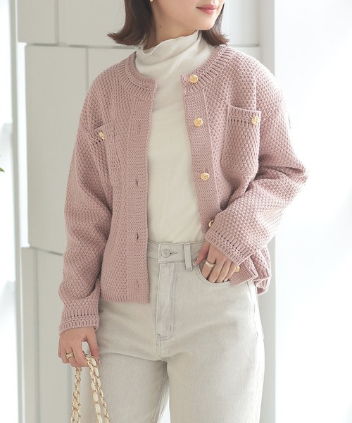 Isn't She?(イズントシー)の「金ボタンカラーカーディガン(カーディガン/ボレロ・レディース・ミント/アイボリー/ピンク/ブラック・FREE)」の7枚目の写真