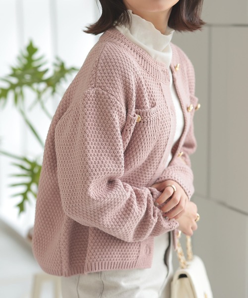 Isn't She?(イズントシー)の「金ボタンカラーカーディガン(カーディガン/ボレロ・レディース・ミント/アイボリー/ピンク/ブラック・FREE)」の19枚目の写真