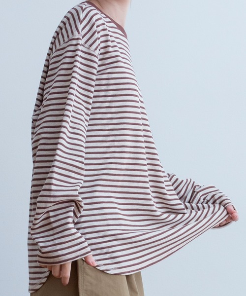 Universal Style Wear(ユニバーサルスタイルウェア)の「Universal Style Wear ニット ワッフル ロング スリーブ Tee(Tシャツ/カットソー・メンズ・ベージュ系その他/グリーン系その他/ブラック×ホワイト/ネイビー×ホワイト・MEDIUM/LARGE/X-LARGE)」の10枚目の写真