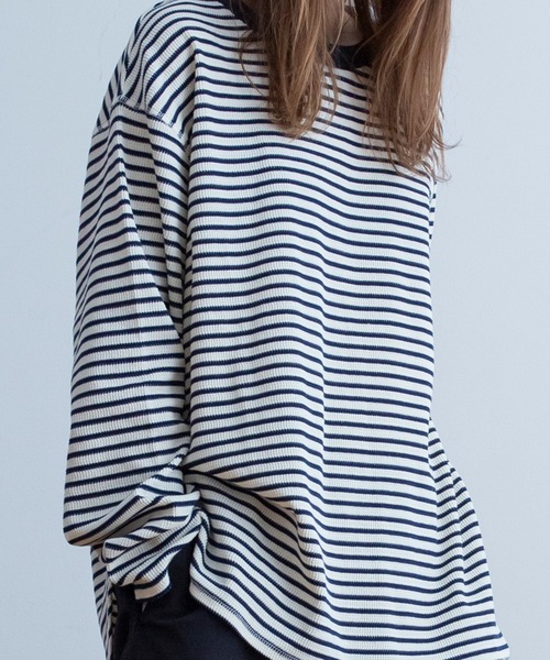 Universal Style Wear(ユニバーサルスタイルウェア)の「Universal Style Wear ニット ワッフル ロング スリーブ Tee(Tシャツ/カットソー・メンズ・ベージュ系その他/グリーン系その他/ブラック×ホワイト/ネイビー×ホワイト・MEDIUM/LARGE/X-LARGE)」の6枚目の写真
