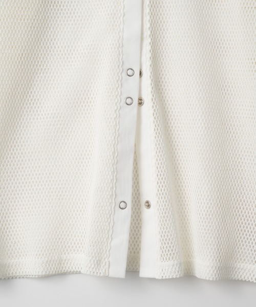 I DA LONDON メッシュシャツ ホワイト ボールド フォックスヘッド エンジニアド シャツ | Maison Kitsuné