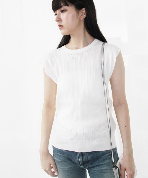 H.TOKYO(エイチトウキョウ)の「ランダムリブフレンチスリーブニット(Tシャツ/カットソー・レディース・ベージュ/レッド/ホワイト/ブラック/ブルー・FREE)」の16枚目の写真