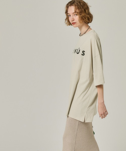 coca(coca)(コカ)の「ビッグシルエットロゴTチュニック(Tシャツ/カットソー・レディース・ホワイト/ベージュ・M/L)」の4枚目の写真