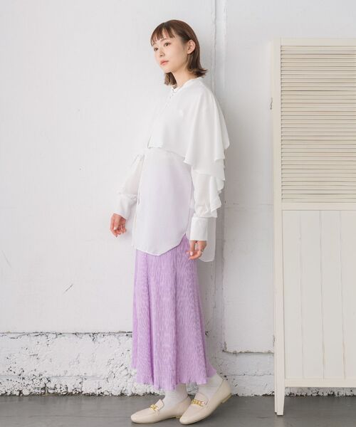 RETRO GIRL(レトロガール)の「ケープフリルチュニックBL(シャツ/ブラウス・レディース・オフホワイト/ライトベージュ/ブルー・FREE)」の19枚目の写真
