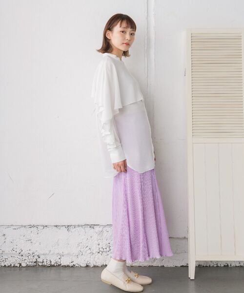 RETRO GIRL(レトロガール)の「ケープフリルチュニックBL(シャツ/ブラウス・レディース・オフホワイト/ライトベージュ/ブルー・FREE)」の20枚目の写真