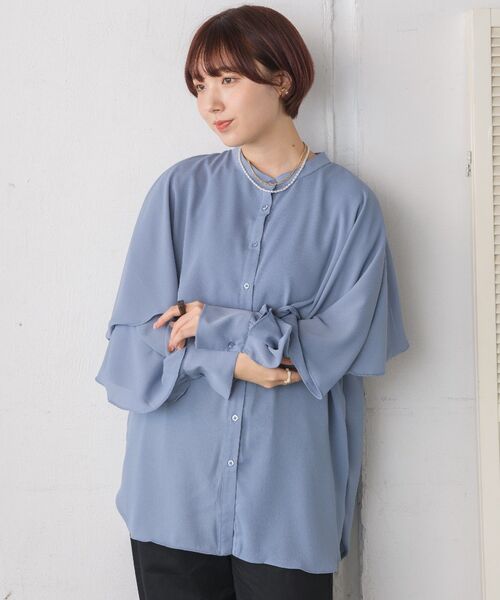 RETRO GIRL(レトロガール)の「ケープフリルチュニックBL(シャツ/ブラウス・レディース・オフホワイト/ライトベージュ/ブルー・FREE)」の15枚目の写真