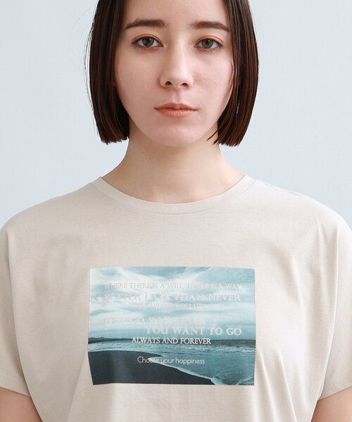 INDIVI（インディヴィ）の「◆【洗える/コットン100％】セミAフォトTシャツ（Tシャツ/カットソー・レディース・チャコールグレー/ブラック/ホワイト/ベージュ系9・13/15 /34/38/05）」の9枚目の写真