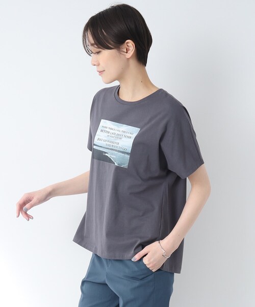 INDIVI（インディヴィ）の「◆【洗える/コットン100％】セミAフォトTシャツ（Tシャツ/カットソー・レディース・チャコールグレー/ブラック/ホワイト/ベージュ系9・13/15 /34/38/05）」の18枚目の写真