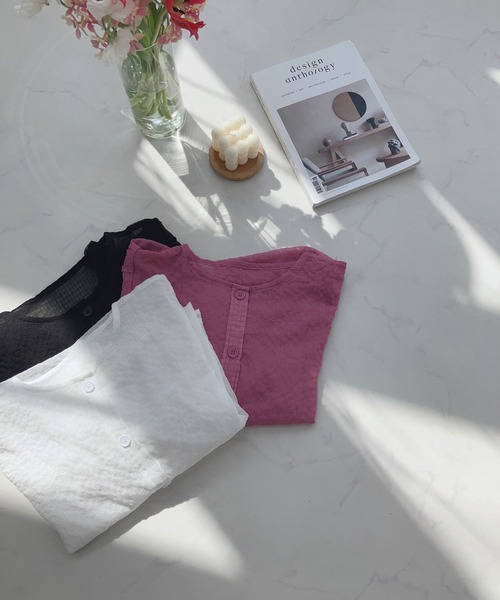 AS KNOW AS plus（アズノゥアズプラス）の「〇2WAYボリューム袖シャーリングブラウス（シャツ/ブラウス・レディース・ピンク/オフホワイト/ブラック・FREE）」の11枚目の写真