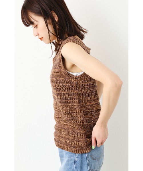 RODEO CROWNS WIDE BOWL（ロデオクラウンズワイドボウル）の「柄編みニットタンクトップ（タンクトップ・レディース・アイボリー/ブラウン/イエロー系その他・FREE）」の15枚目の写真