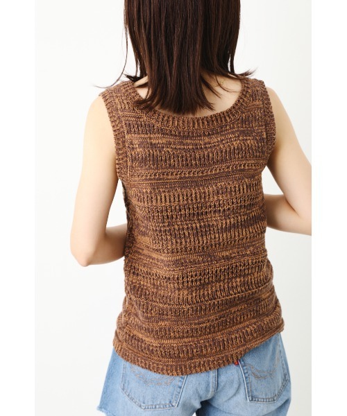 RODEO CROWNS WIDE BOWL（ロデオクラウンズワイドボウル）の「柄編みニットタンクトップ（タンクトップ・レディース・アイボリー/ブラウン/イエロー系その他・FREE）」の7枚目の写真