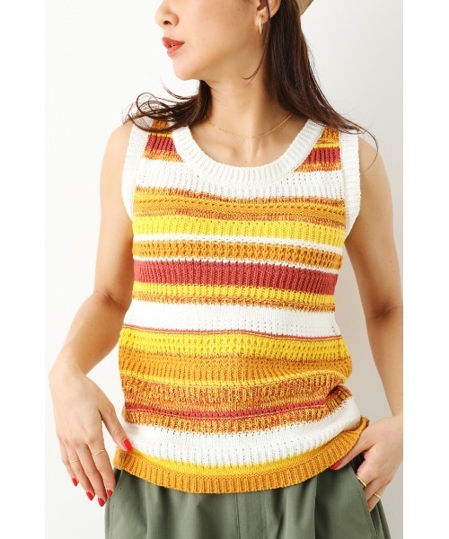RODEO CROWNS WIDE BOWL（ロデオクラウンズワイドボウル）の「柄編みニットタンクトップ（タンクトップ・レディース・アイボリー/ブラウン/イエロー系その他・FREE）」の12枚目の写真