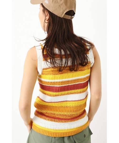 RODEO CROWNS WIDE BOWL（ロデオクラウンズワイドボウル）の「柄編みニットタンクトップ（タンクトップ・レディース・アイボリー/ブラウン/イエロー系その他・FREE）」の10枚目の写真