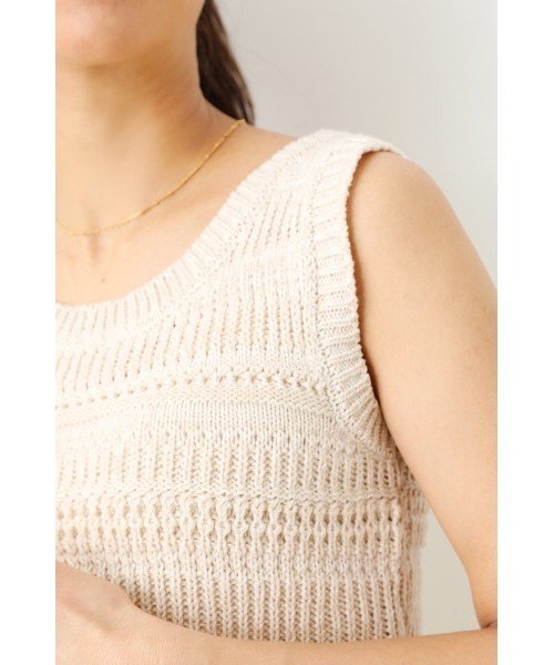 RODEO CROWNS WIDE BOWL（ロデオクラウンズワイドボウル）の「柄編みニットタンクトップ（タンクトップ・レディース・アイボリー/ブラウン/イエロー系その他・FREE）」の8枚目の写真
