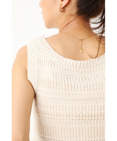 RODEO CROWNS WIDE BOWL（ロデオクラウンズワイドボウル）の「柄編みニットタンクトップ（タンクトップ・レディース・アイボリー/ブラウン/イエロー系その他・FREE）」の5枚目の写真