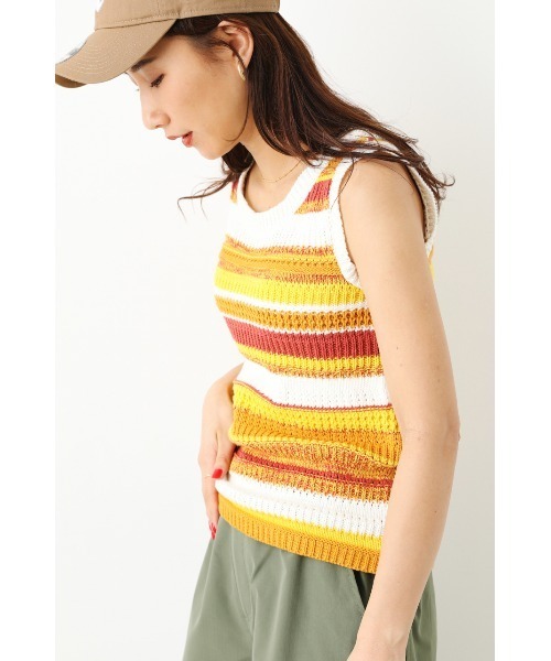 RODEO CROWNS WIDE BOWL（ロデオクラウンズワイドボウル）の「柄編みニットタンクトップ（タンクトップ・レディース・アイボリー/ブラウン/イエロー系その他・FREE）」の18枚目の写真