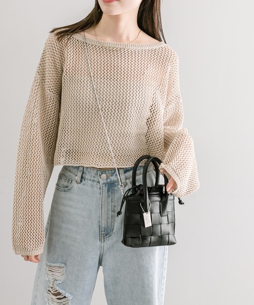 loti（ロティ）の「loti メッシュ巾着ミニショルダー（ショルダーバッグ・レディース・ブラック/オフホワイト/シルバー/ブルー・ONE SIZE）」の11枚目の写真