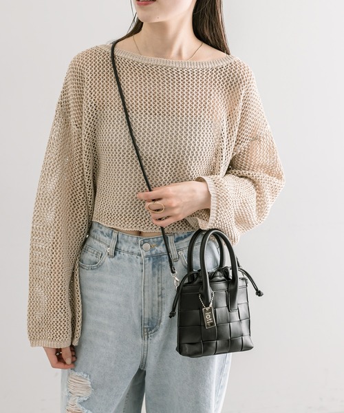 loti（ロティ）の「loti メッシュ巾着ミニショルダー（ショルダーバッグ・レディース・ブラック/オフホワイト/シルバー/ブルー・ONE SIZE）」の12枚目の写真