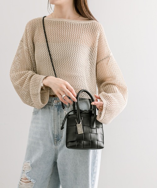 loti（ロティ）の「loti メッシュ巾着ミニショルダー（ショルダーバッグ・レディース・ブラック/オフホワイト/シルバー/ブルー・ONE SIZE）」の13枚目の写真