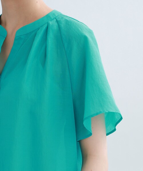 【洗える/SETUP可能/接触冷感】スパンローンラグランタックブラウス