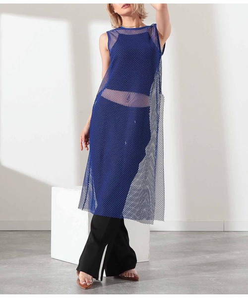LATINA(ラティーナ)の「サイドスリットメッシュワンピース(ワンピース・レディース・ブルー/ブラック・FREE)」の1枚目の写真