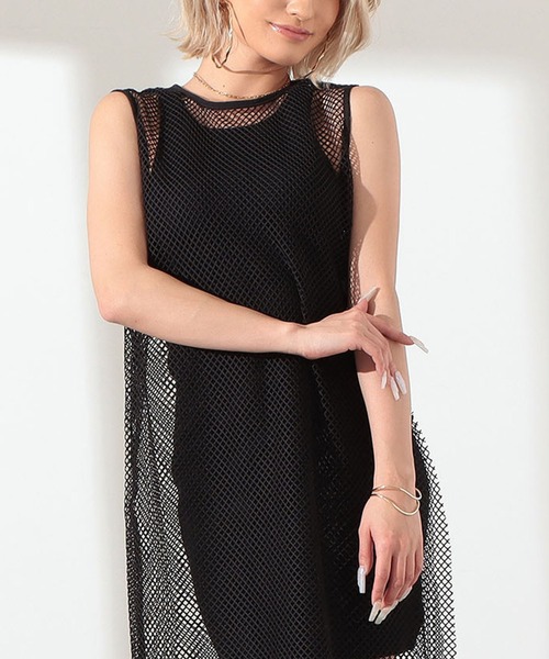 LATINA(ラティーナ)の「サイドスリットメッシュワンピース(ワンピース・レディース・ブルー/ブラック・FREE)」の7枚目の写真