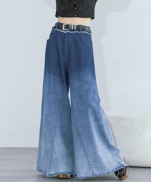 PAGEBOY（ページボーイ）の「ハカマデニム（デニムパンツ・レディース・ブルー/ブラック・25inch/26inch）」の9枚目の写真