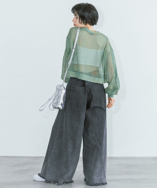 PAGEBOY（ページボーイ）の「ハカマデニム（デニムパンツ・レディース・ブルー/ブラック・25inch/26inch）」の15枚目の写真