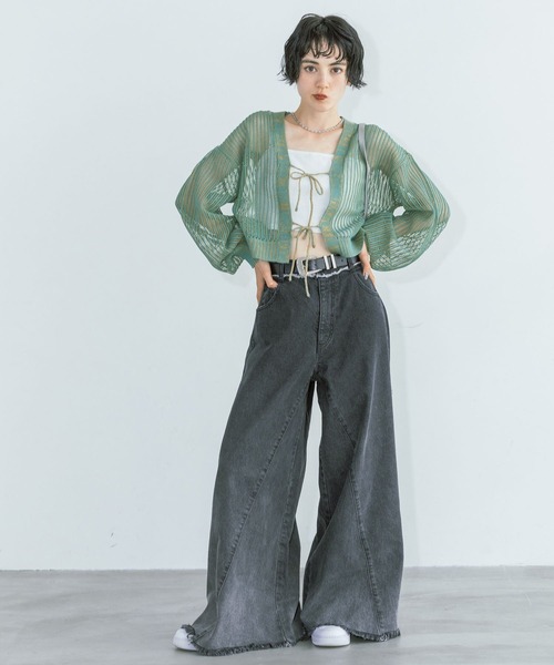 PAGEBOY（ページボーイ）の「ハカマデニム（デニムパンツ・レディース・ブルー/ブラック・25inch/26inch）」の3枚目の写真