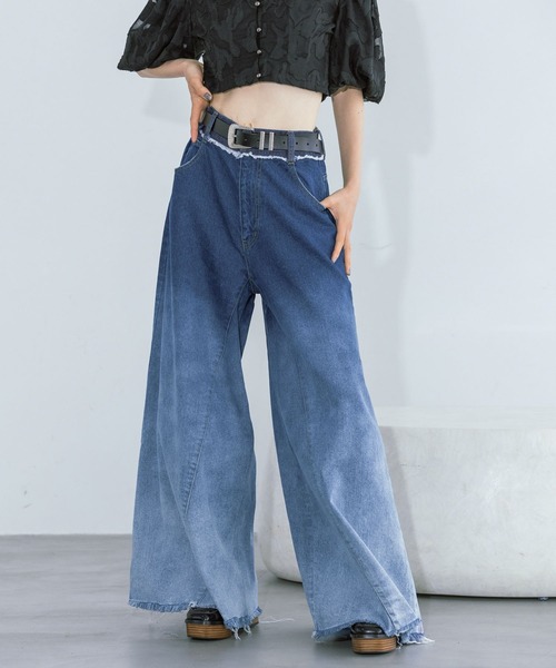 PAGEBOY（ページボーイ）の「ハカマデニム（デニムパンツ・レディース・ブルー/ブラック・25inch/26inch）」の13枚目の写真