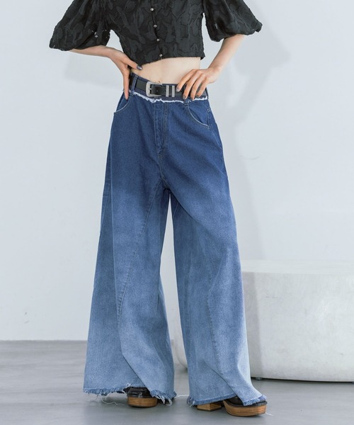 PAGEBOY（ページボーイ）の「ハカマデニム（デニムパンツ・レディース・ブルー/ブラック・25inch/26inch）」の22枚目の写真