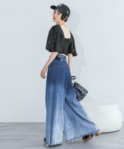 PAGEBOY（ページボーイ）の「ハカマデニム（デニムパンツ・レディース・ブルー/ブラック・25inch/26inch）」の19枚目の写真