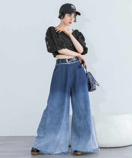 PAGEBOY（ページボーイ）の「ハカマデニム（デニムパンツ・レディース・ブルー/ブラック・25inch/26inch）」の7枚目の写真