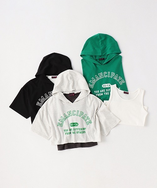 LOVETOXIC(ラブトキシック)の「アーチロゴ短丈PKインナーSET(Tシャツ/カットソー・キッズ・グリーン/オフホワイト/ブラック・S/M/SS/L)」の14枚目の写真