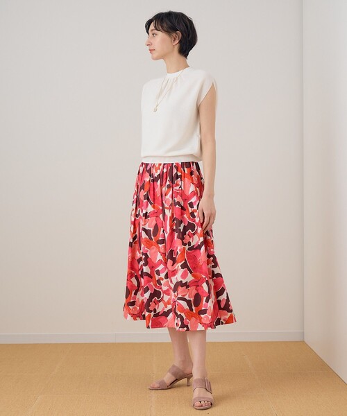 ANAYI（アナイ）の「アートフラワープリントダブルタック スカート