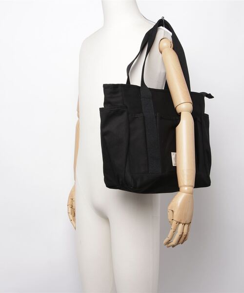 SETUP7（セットアップセブン）の「【SETUP7】chou-porteコットンツイルマルチポケット A4対応トートバッグ YMX（トートバッグ・レディース・ブラック・FREE）」の3枚目の写真