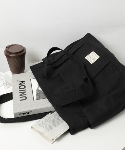 SETUP7（セットアップセブン）の「【SETUP7】chou-porteコットンツイルマルチポケット A4対応トートバッグ YMX（トートバッグ・レディース・ブラック・FREE）」の9枚目の写真