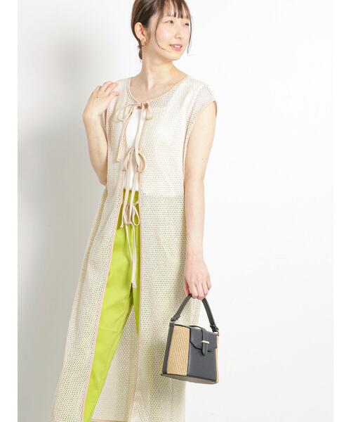 Te chichi TERRASSE（テチチテラス）の「メッシュロングジレ（ニット/セーター・レディース・ブラック/キナリ・F）」の3枚目の写真