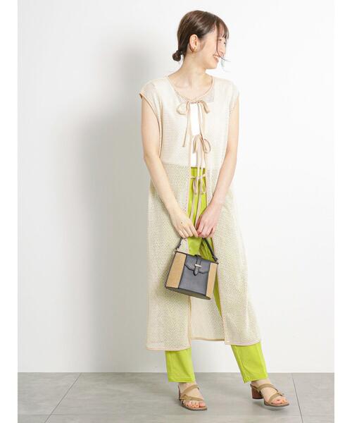 Te chichi TERRASSE（テチチテラス）の「メッシュロングジレ（ニット/セーター・レディース・ブラック/キナリ・F）」の4枚目の写真