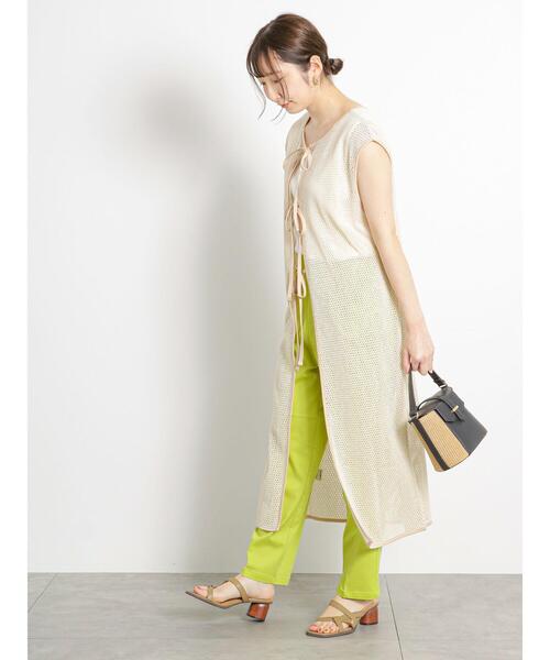 Te chichi TERRASSE（テチチテラス）の「メッシュロングジレ（ニット/セーター・レディース・ブラック/キナリ・F）」の5枚目の写真