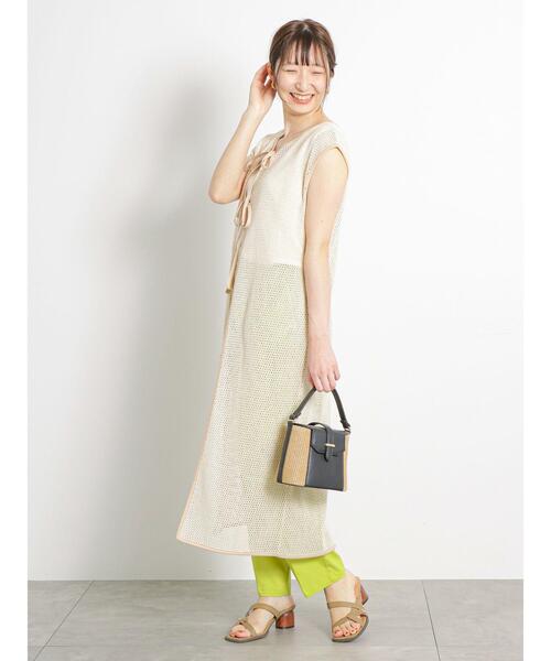 Te chichi TERRASSE（テチチテラス）の「メッシュロングジレ（ニット/セーター・レディース・ブラック/キナリ・F）」の6枚目の写真